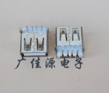 无锡USB母座接口 AF90度沉板1.9引脚4P插件白胶芯直边