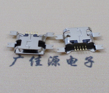 无锡镀镍Micro USB 插座四脚贴 直边沉板1.6MM尺寸结构