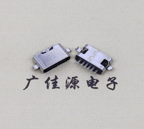 无锡type c6p母座接口 沉板0.8mm 两脚插板引脚定义  